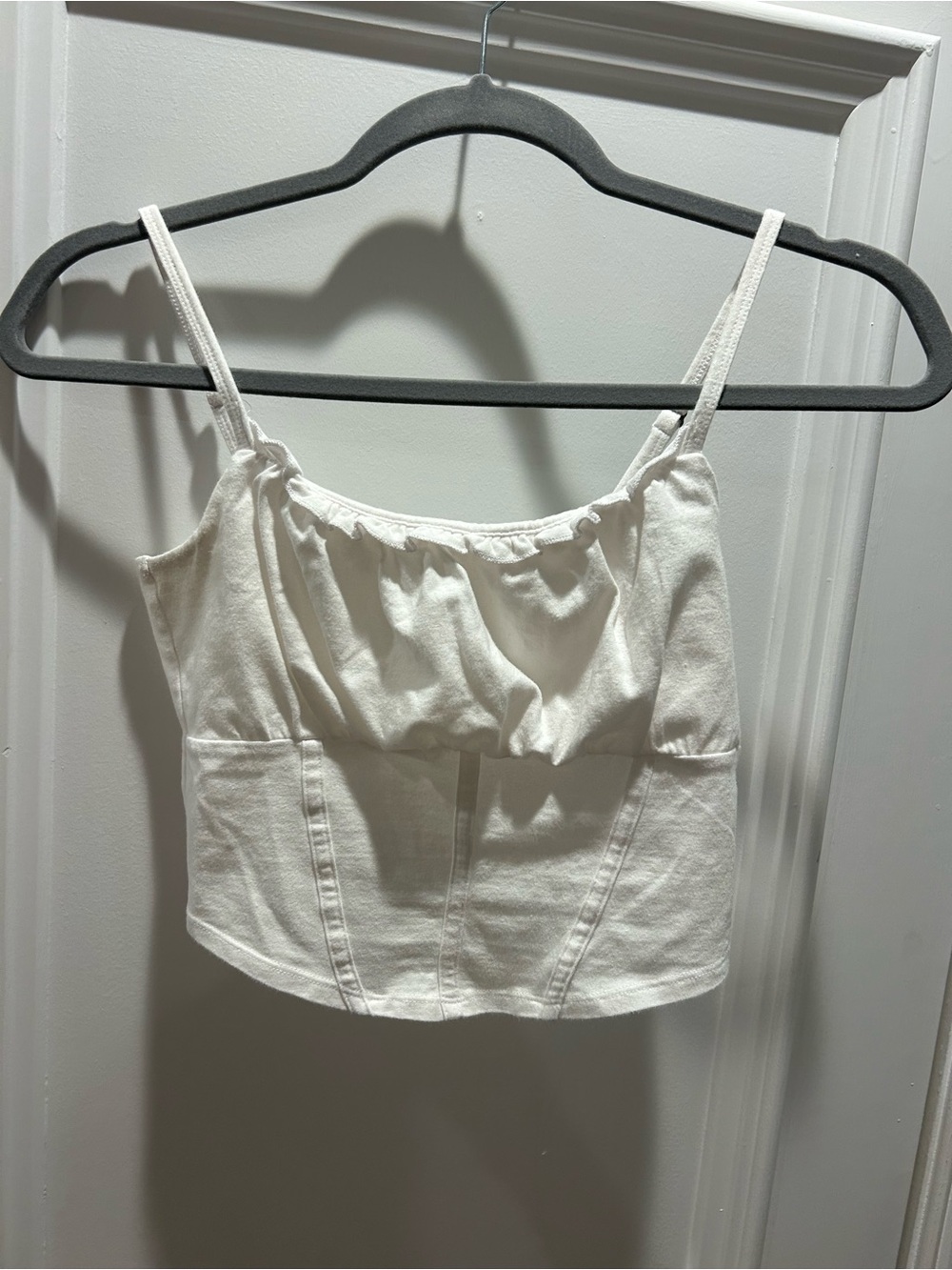 Hollister White Cropped Tank with Spaghetti Straps